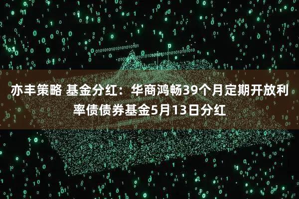 亦丰策略 基金分红:华商鸿畅39个月定期开放利率债债券基金5月13日分红